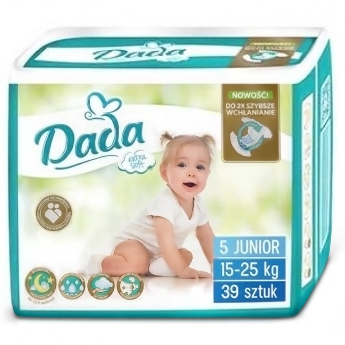 Подгузники детские Dada Extra Soft, размер 5 (15–25 кг), 39 шт - 